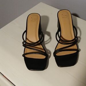 A New Day Women's Black Strappy Sandals